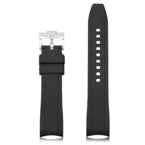 20mm/22mm Curved Lug End FKM Rubber Strap Watch Band For Men & Women for Sports & Dive Watches-Replacement ?22mm black?