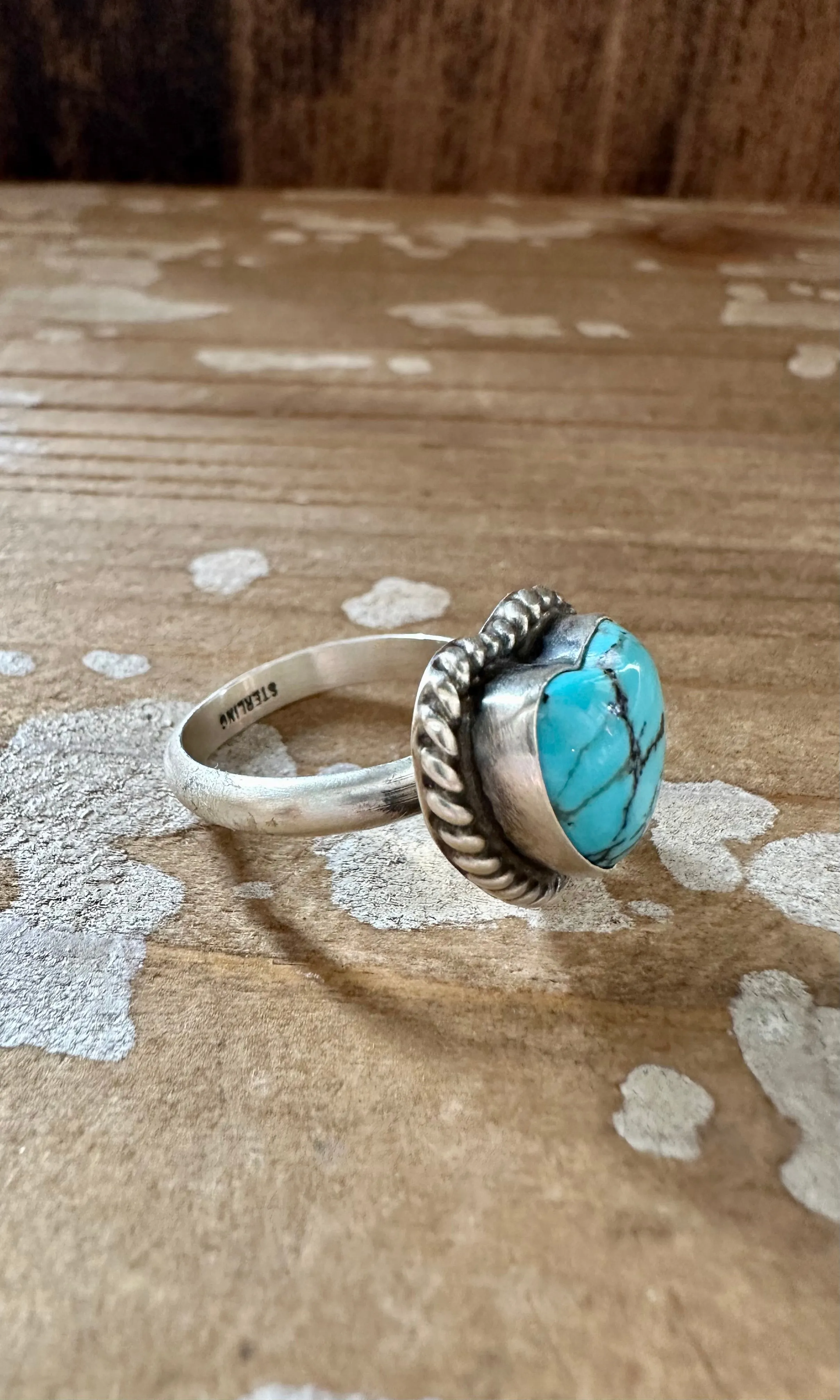 ADJUSTABLE TURQUOISE HEART Ring • Adjustable