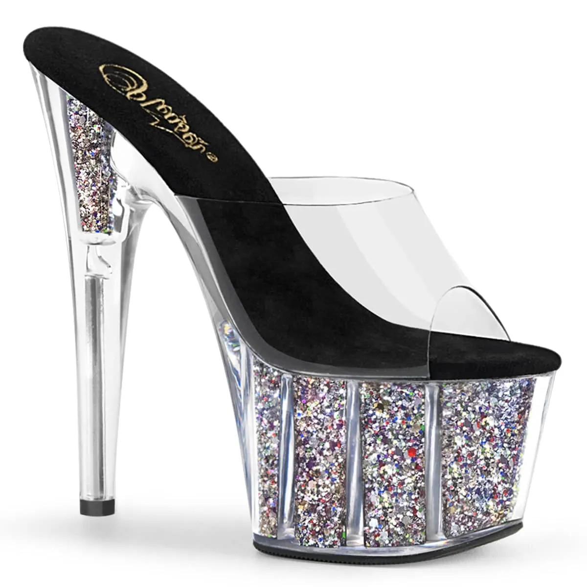 ADORE-701CG Clear & Black Peep Toe High Heel