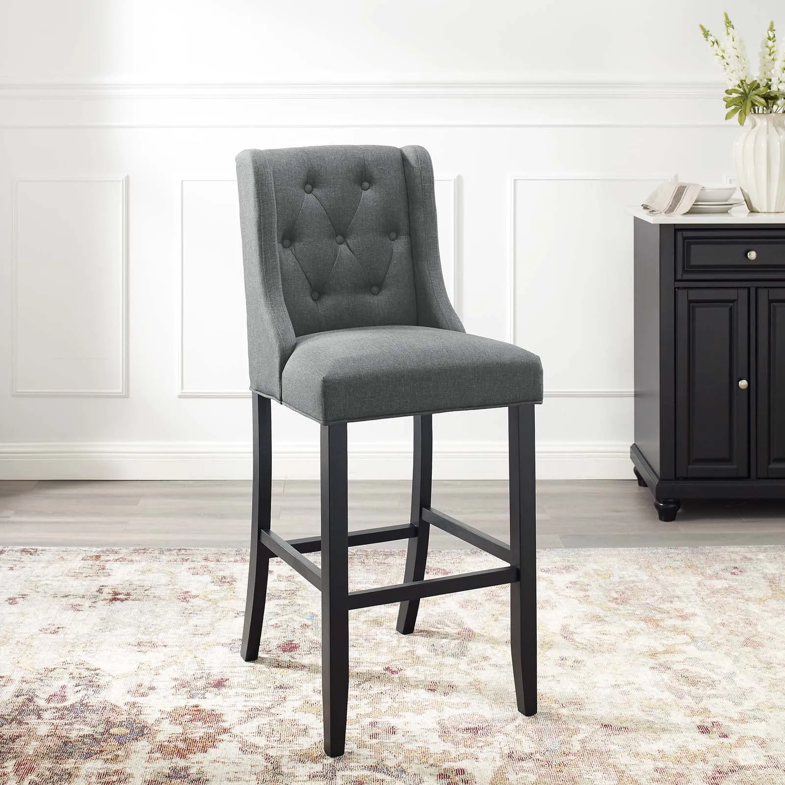 Baronet Tufted Button Upholstered Fabric Bar Stool by Modway