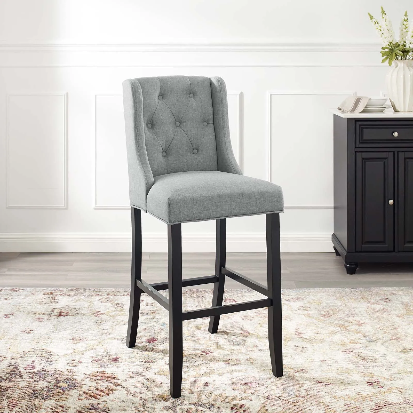 Baronet Tufted Button Upholstered Fabric Bar Stool by Modway