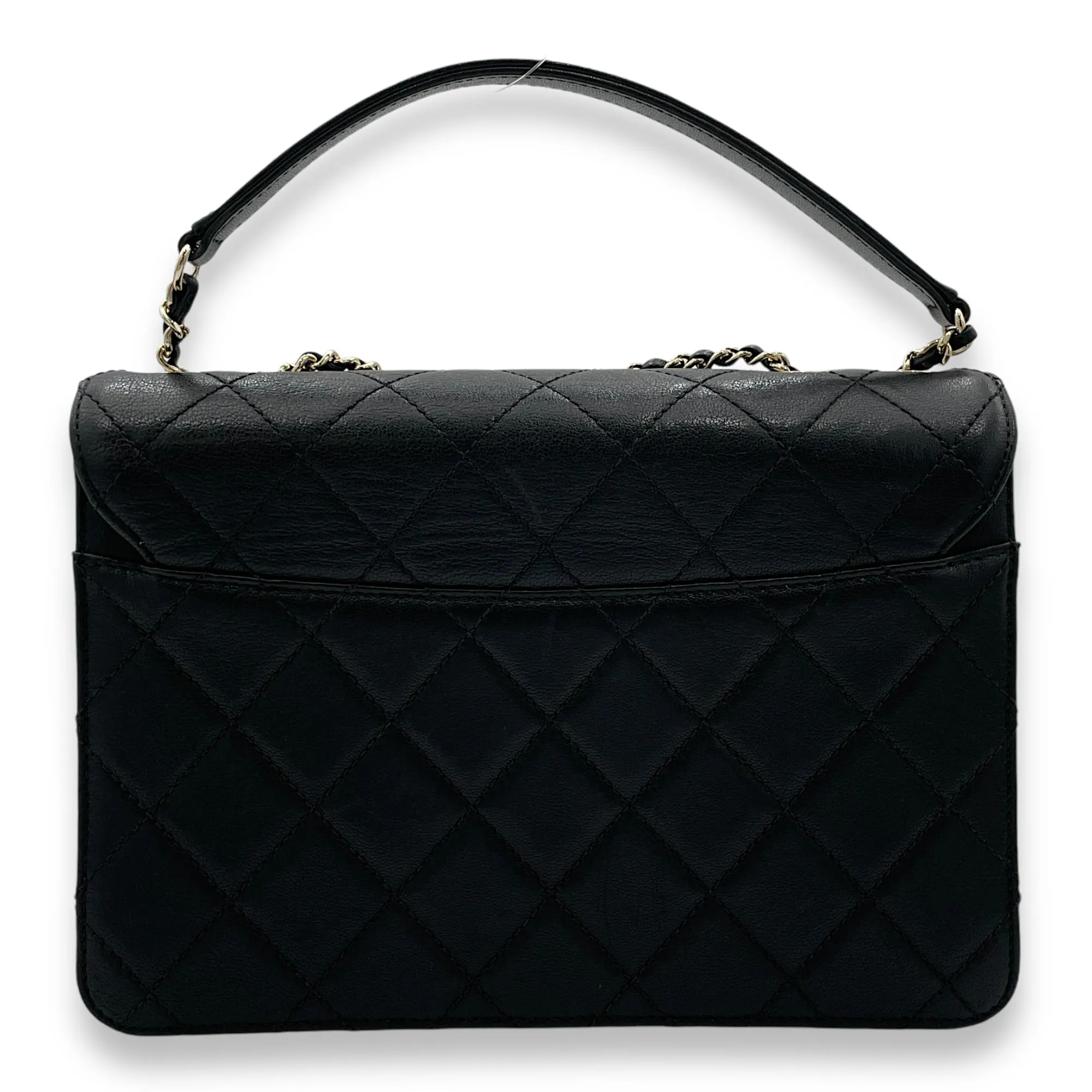 Beauty Lock Black Shoulder Bag in Calfskin, Gold hardware