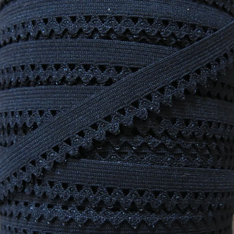 Black 1/2" Picot Decorative Elastic Trim