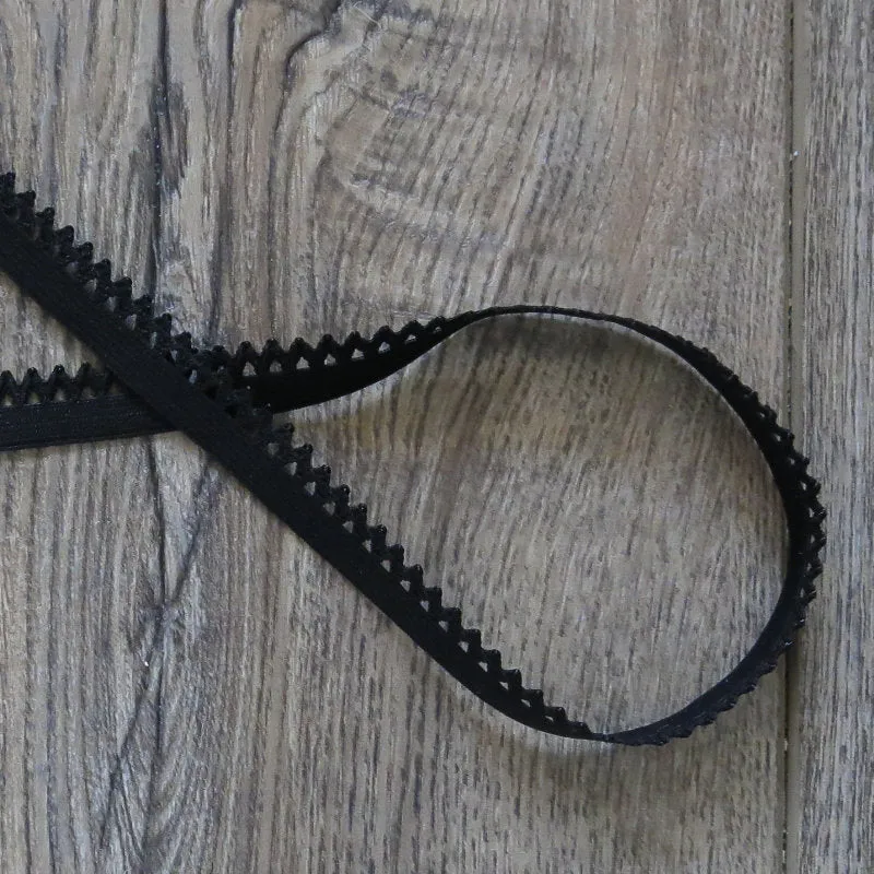 Black 1/2" Picot Decorative Elastic Trim