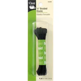 Black Braided Elastic 1/8-inch