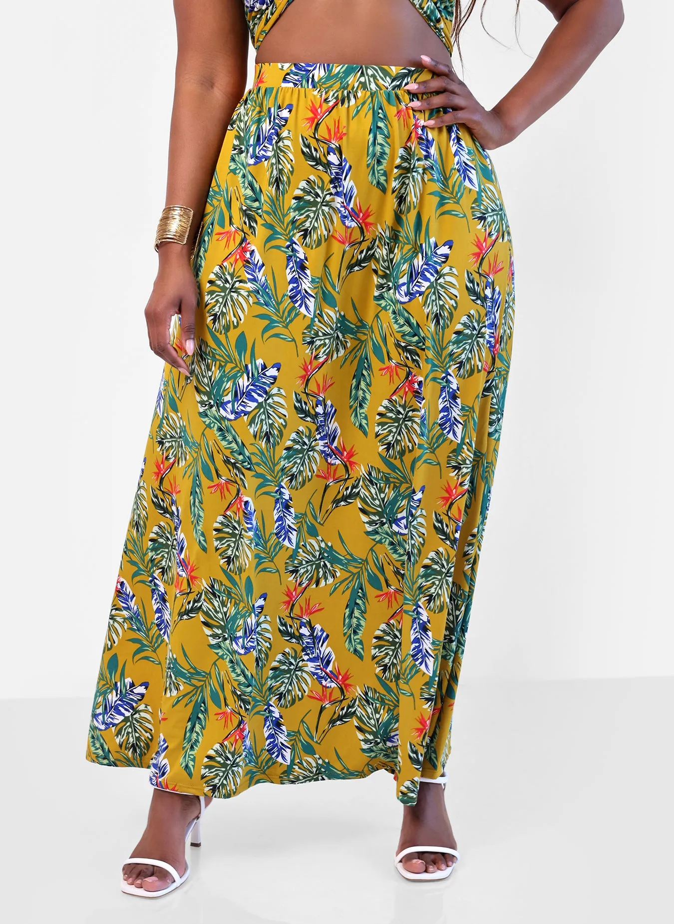 Bon Voyage Tropical Print Skater Skirt