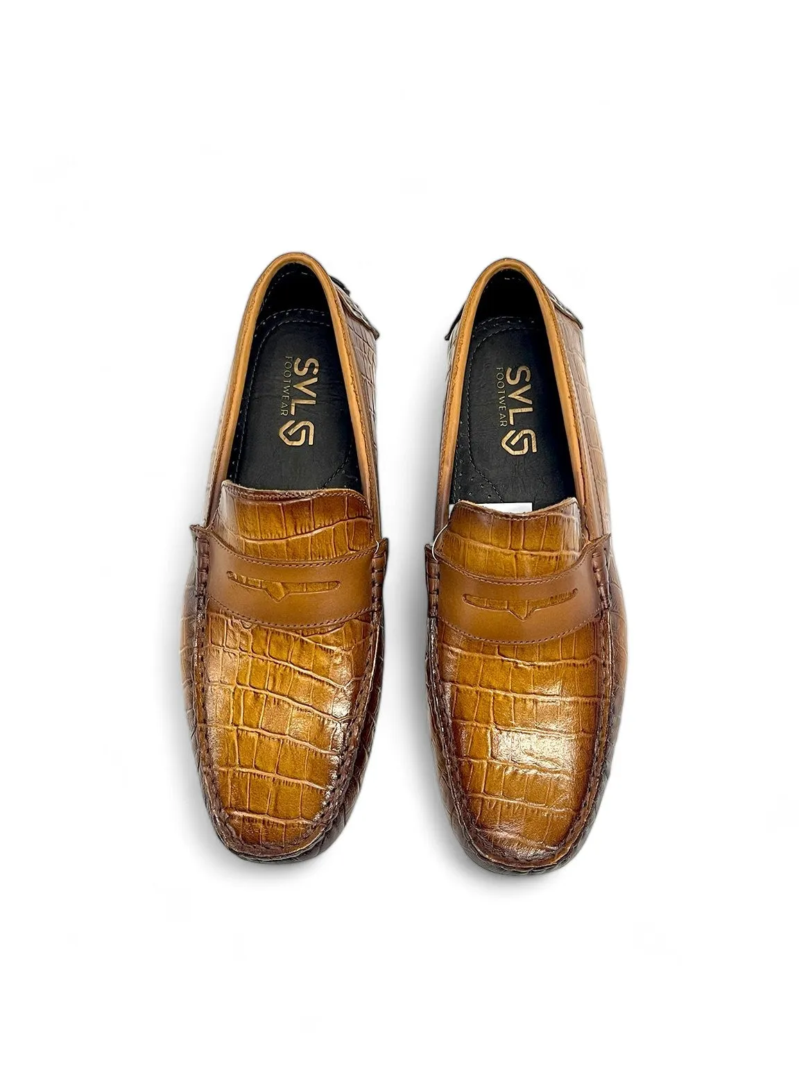 C-Moc Croc-embossed Penny Moccasins