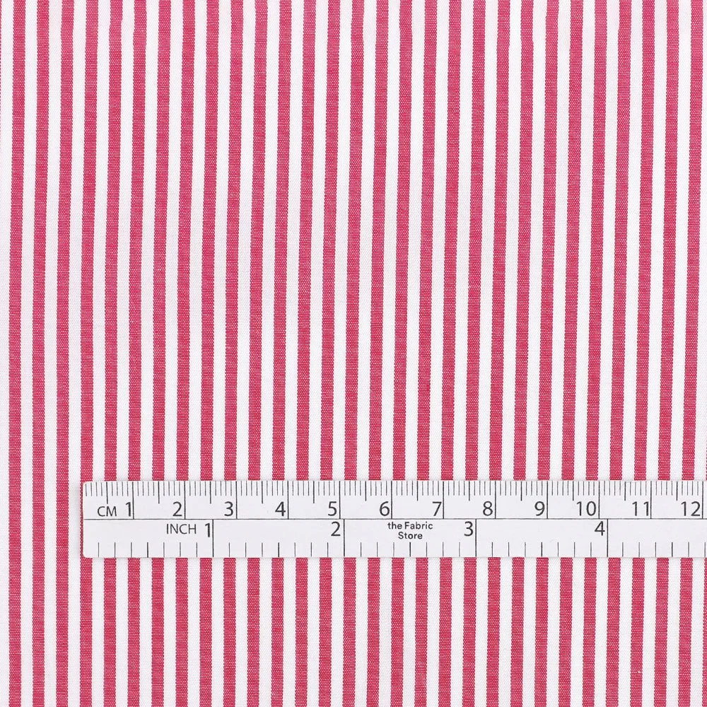 Candy Stripe Cotton Poplin - Hot Pink