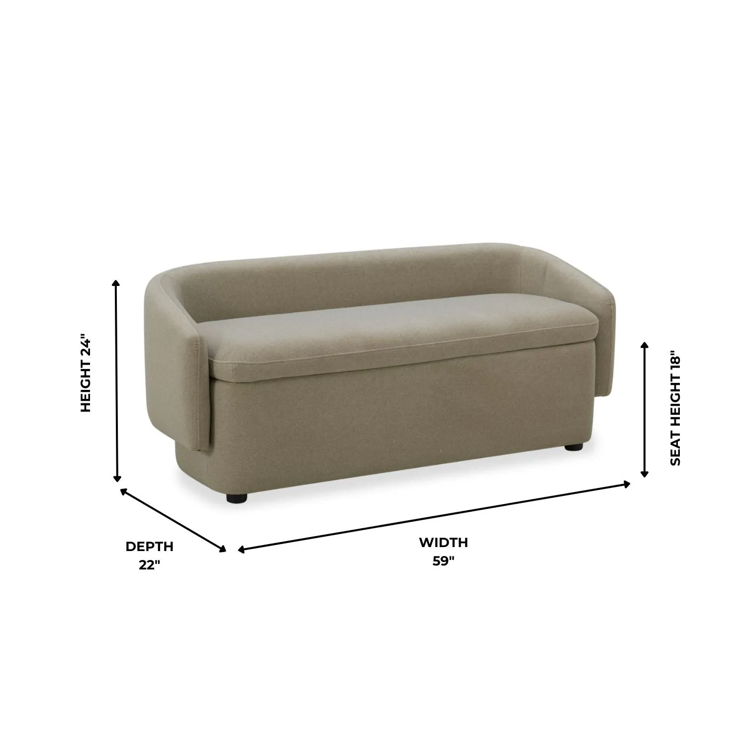 Capri Velvet Sand Storage Ottoman