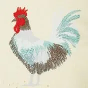 Chickens Embroidered Cushion