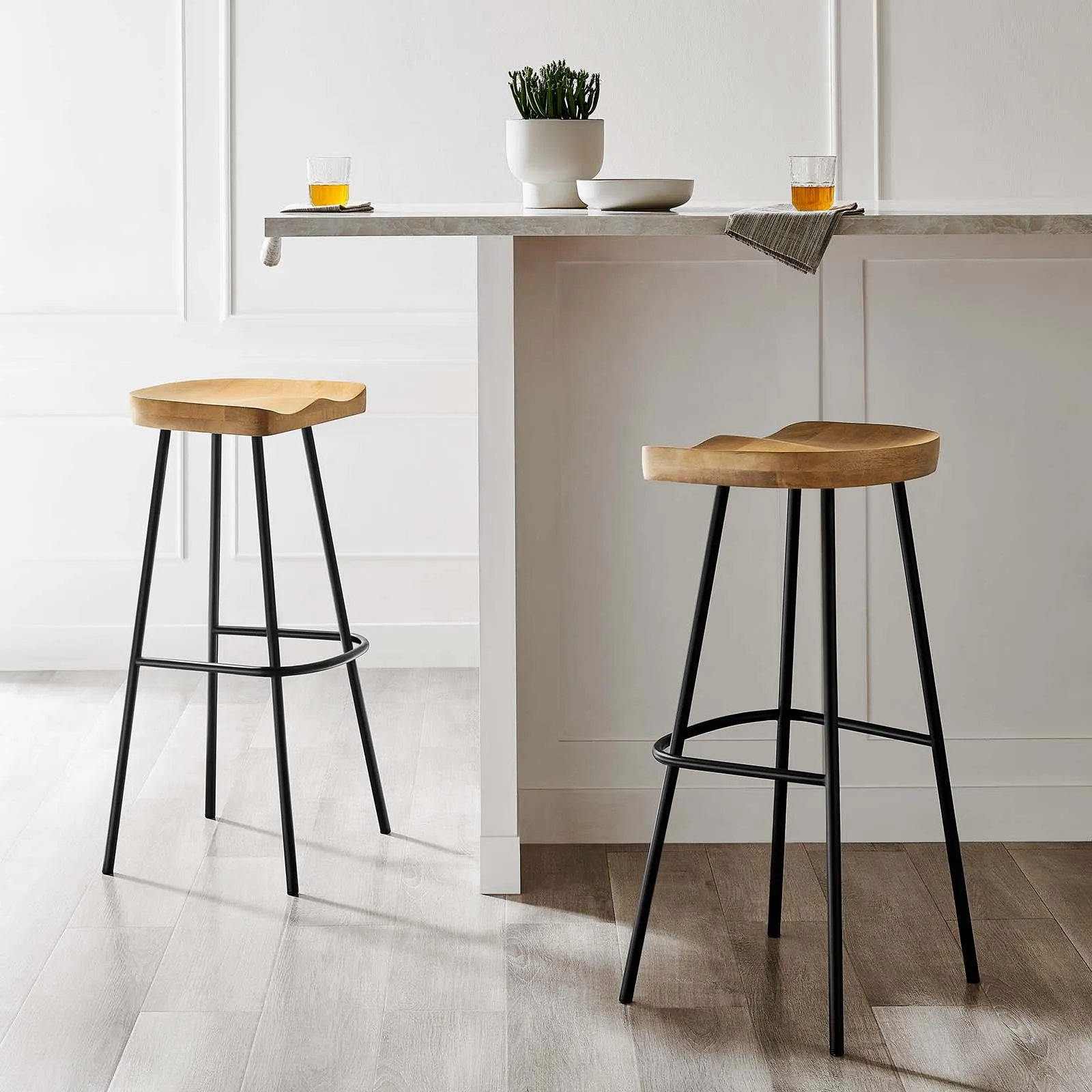 Concord Backless Wood Bar Stools - Set of 2 by Modway