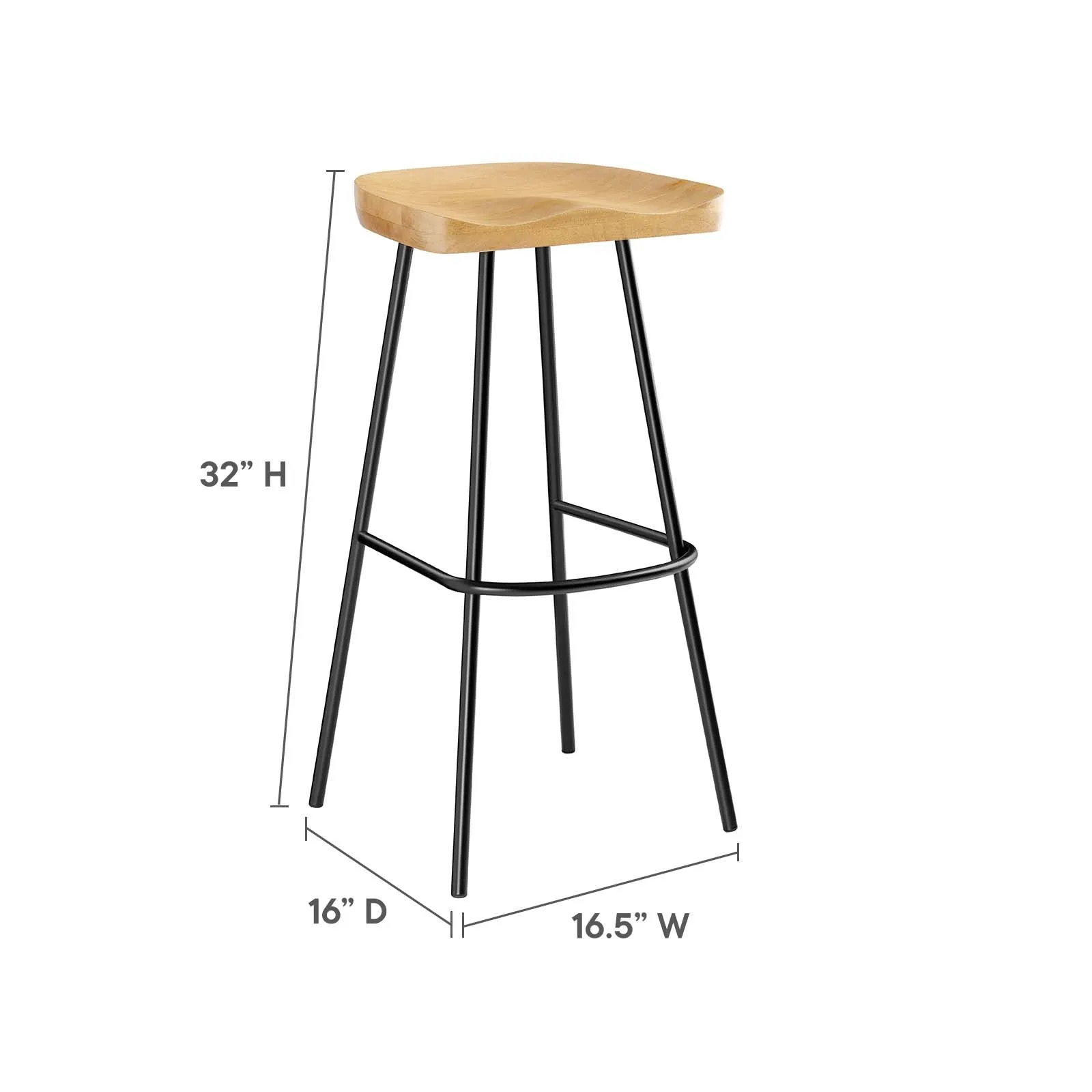 Concord Backless Wood Bar Stools - Set of 2 by Modway