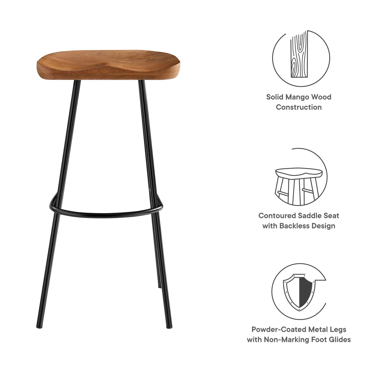 Concord Backless Wood Bar Stools - Set of 2 by Modway