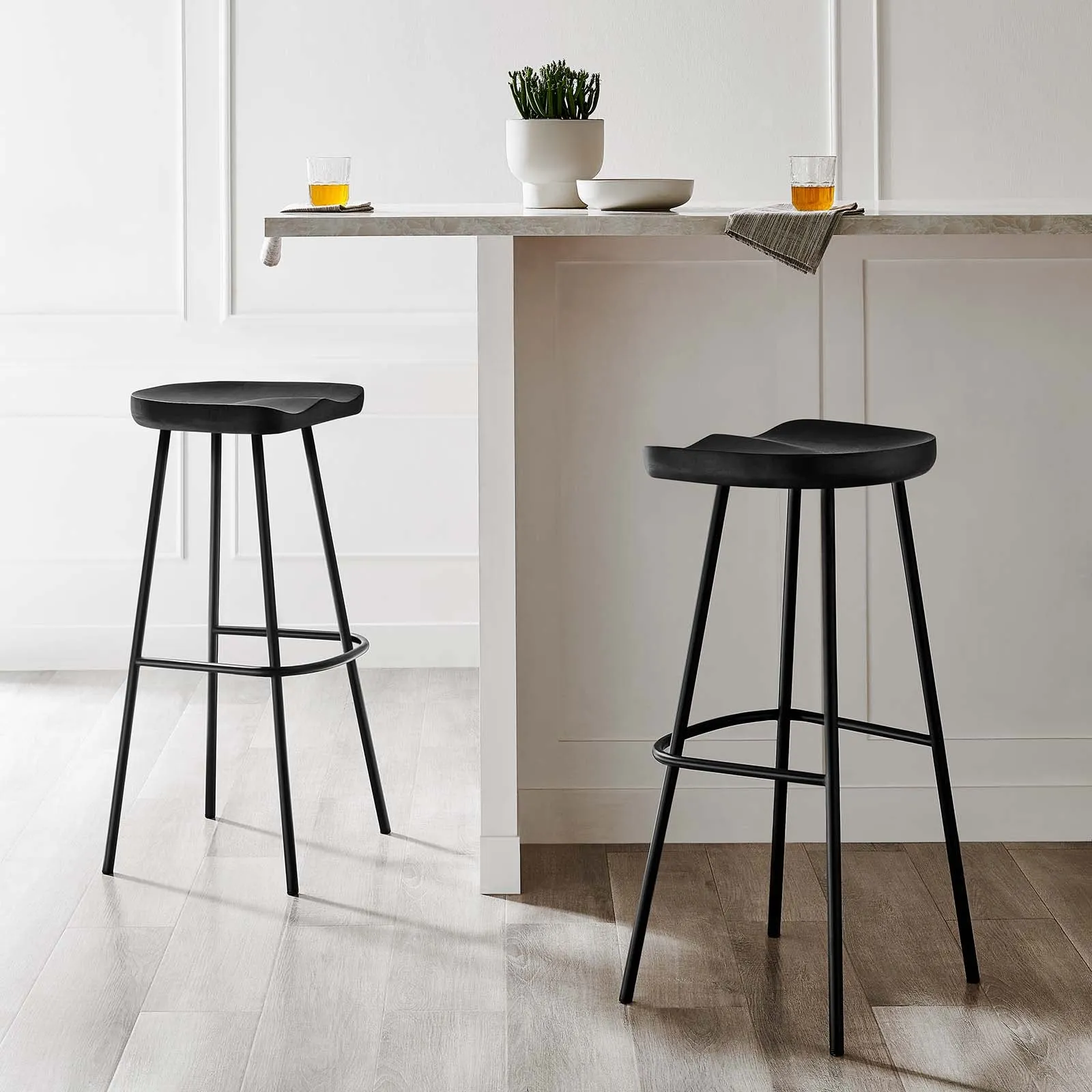 Concord Backless Wood Bar Stools - Set of 2 by Modway