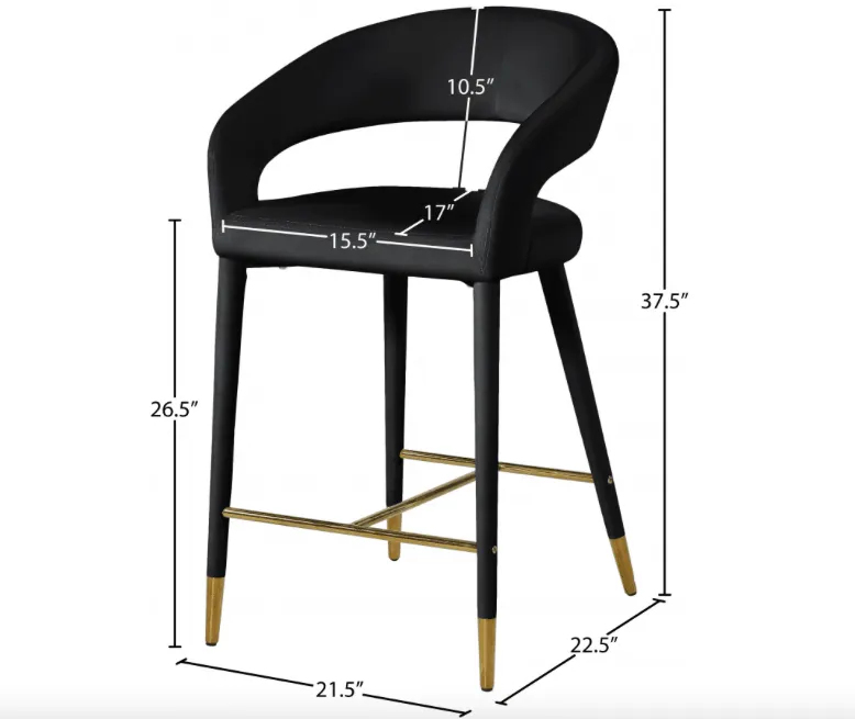 Destin Faux Leather Black Counter Stool