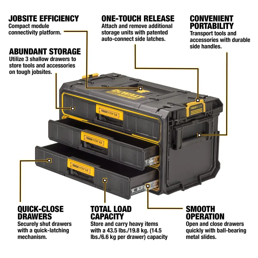 DeWALT DWST08330 TOUGHSYSTEM 2.0 Three-Drawer Unit