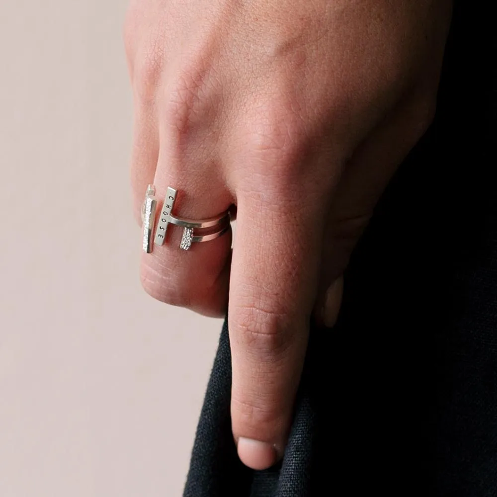 Diamond Dusted Double Bar Ring by Christina Kober