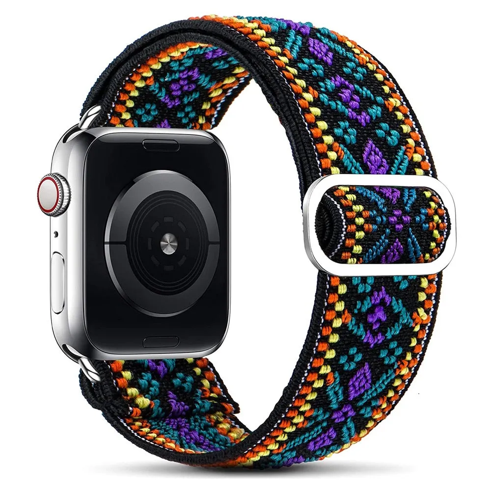 Elastic Scrunchie Style Strap with buckle for Apple Watch band