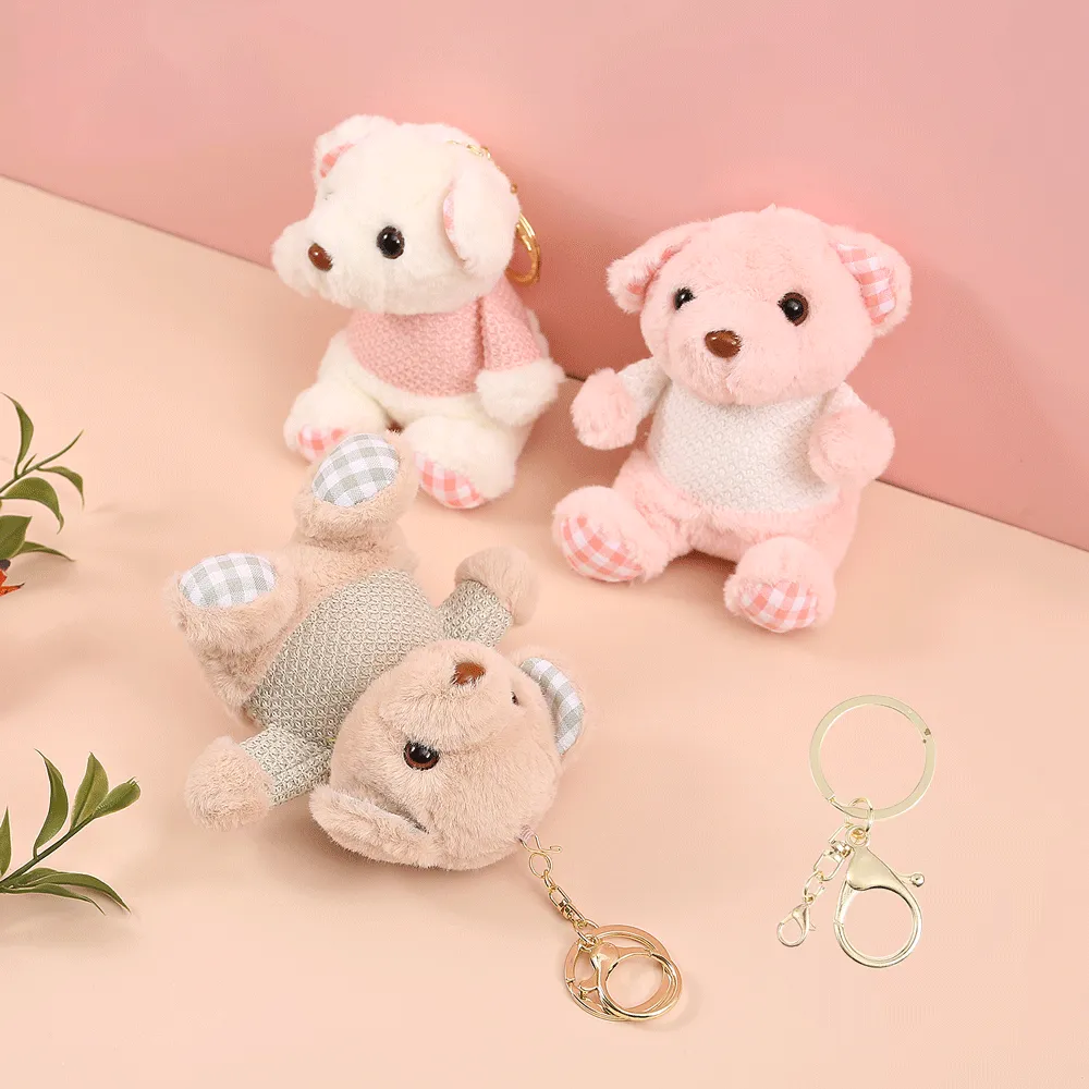 Elegantly Design Teddy Bear Plush Keychain.