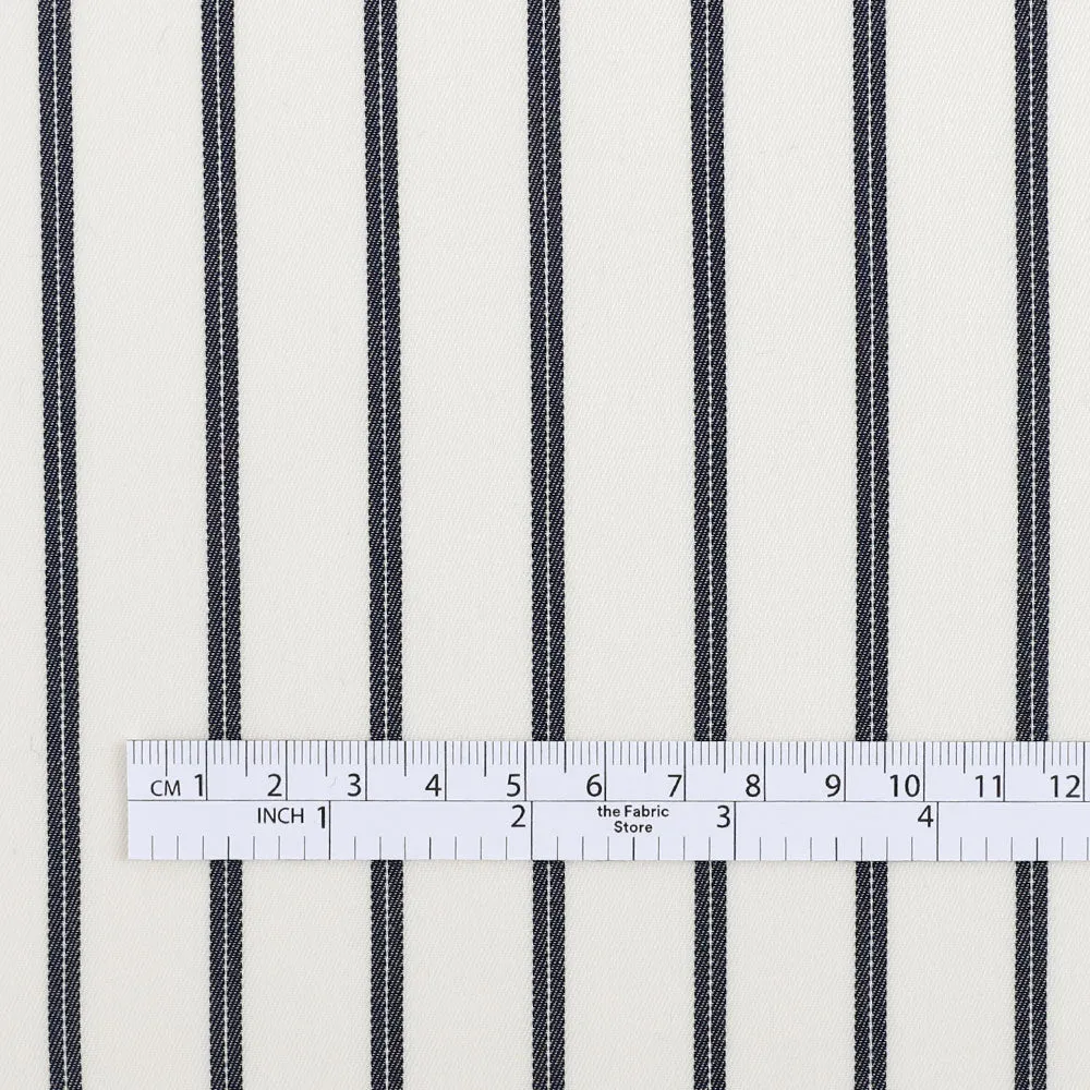 Hairline Pinstripe Cotton Twill - Ink