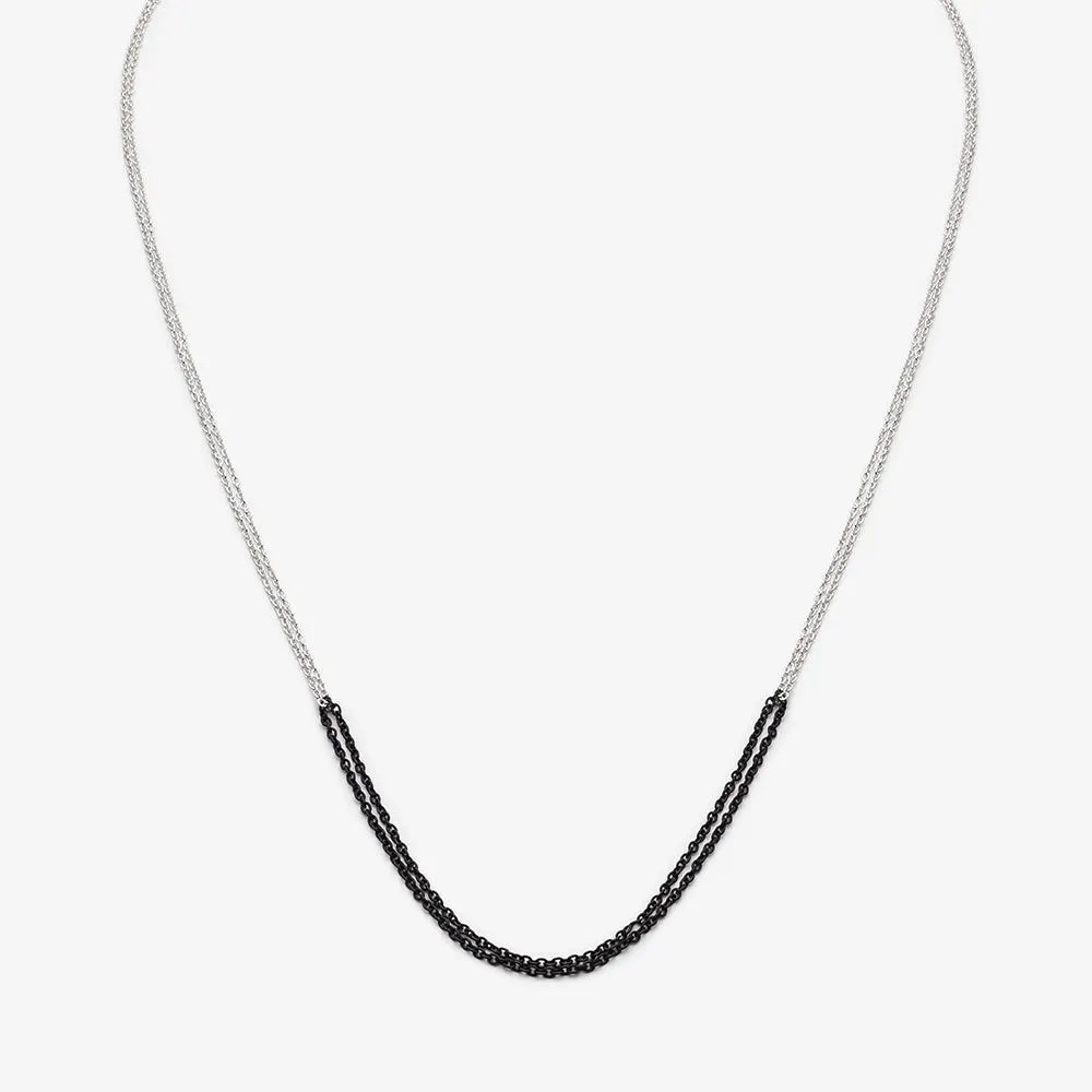 Loop Necklace - Black Oxidized Silver & Silver Sterling - 24"