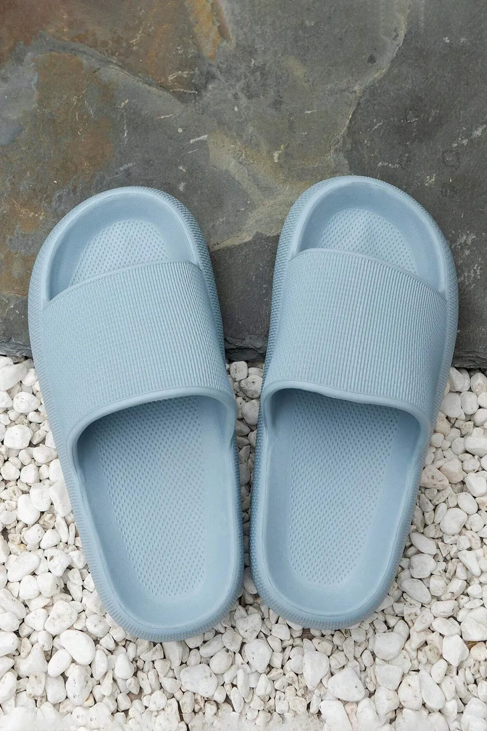 Mist Blue Solid Color Non-slip Cloud Thick Sole Slippers