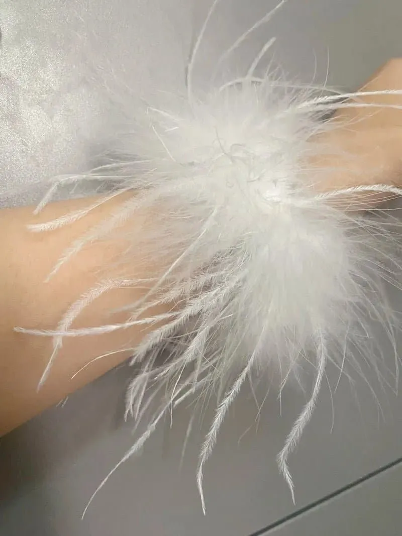 Ostrich Feather Bracelet with Vintage Peace Pattern