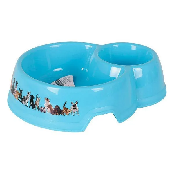 Pet feeding dish Double (750 ml) (22 x 17 x 6 cm)