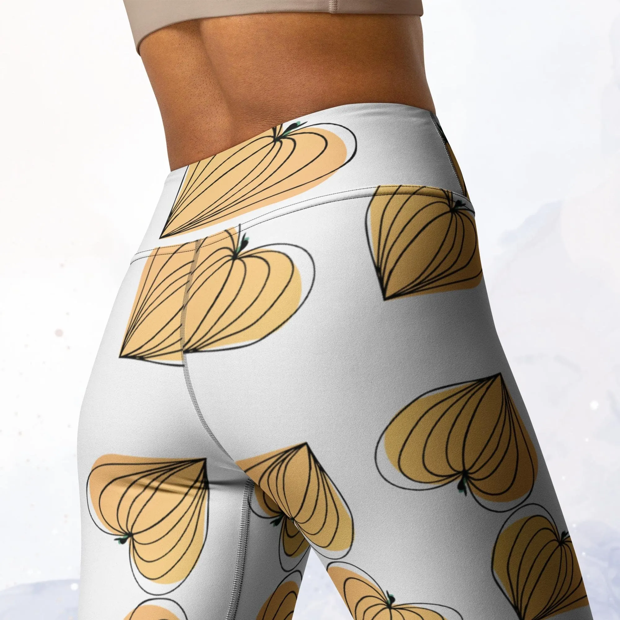 Pumpkin Hearts White Leggings