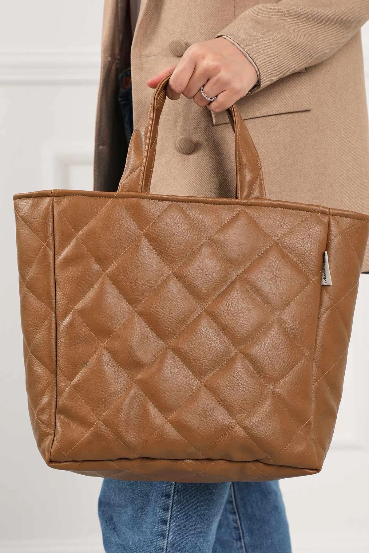 Quilted Faux Leather and Faux Fur Plush Stylish Handbag for Women,CK-32