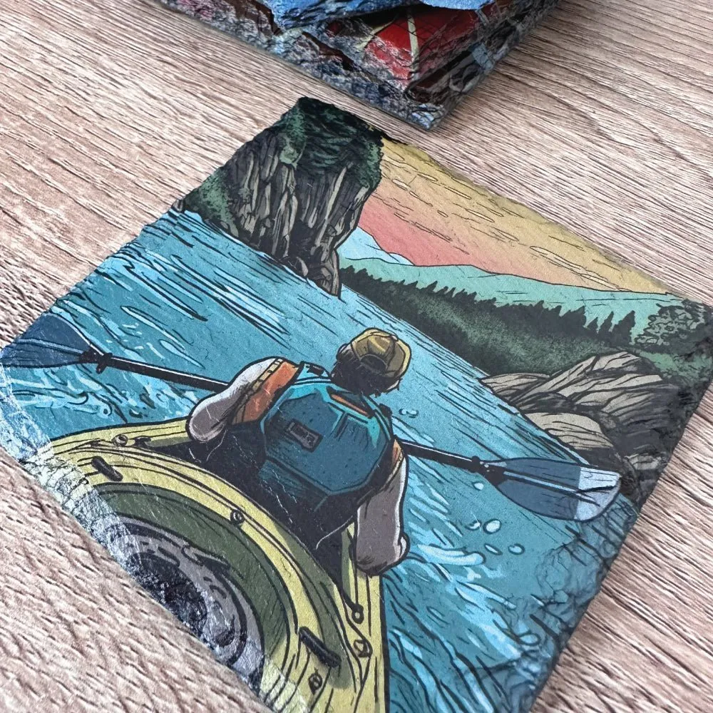 Sport Slate Coasters - Kayaking