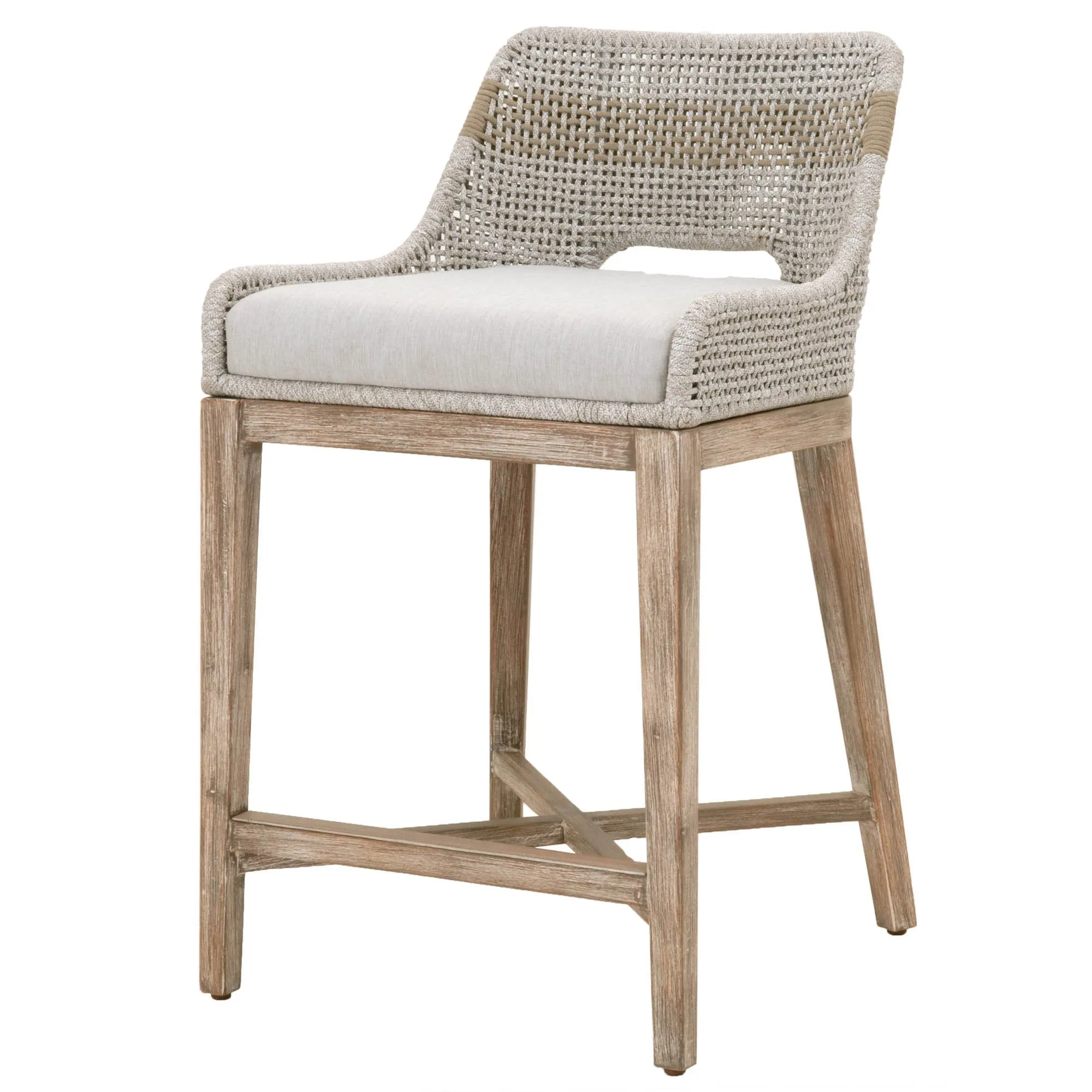 Tapestry Counter Stool in Taupe & White Flat Rope