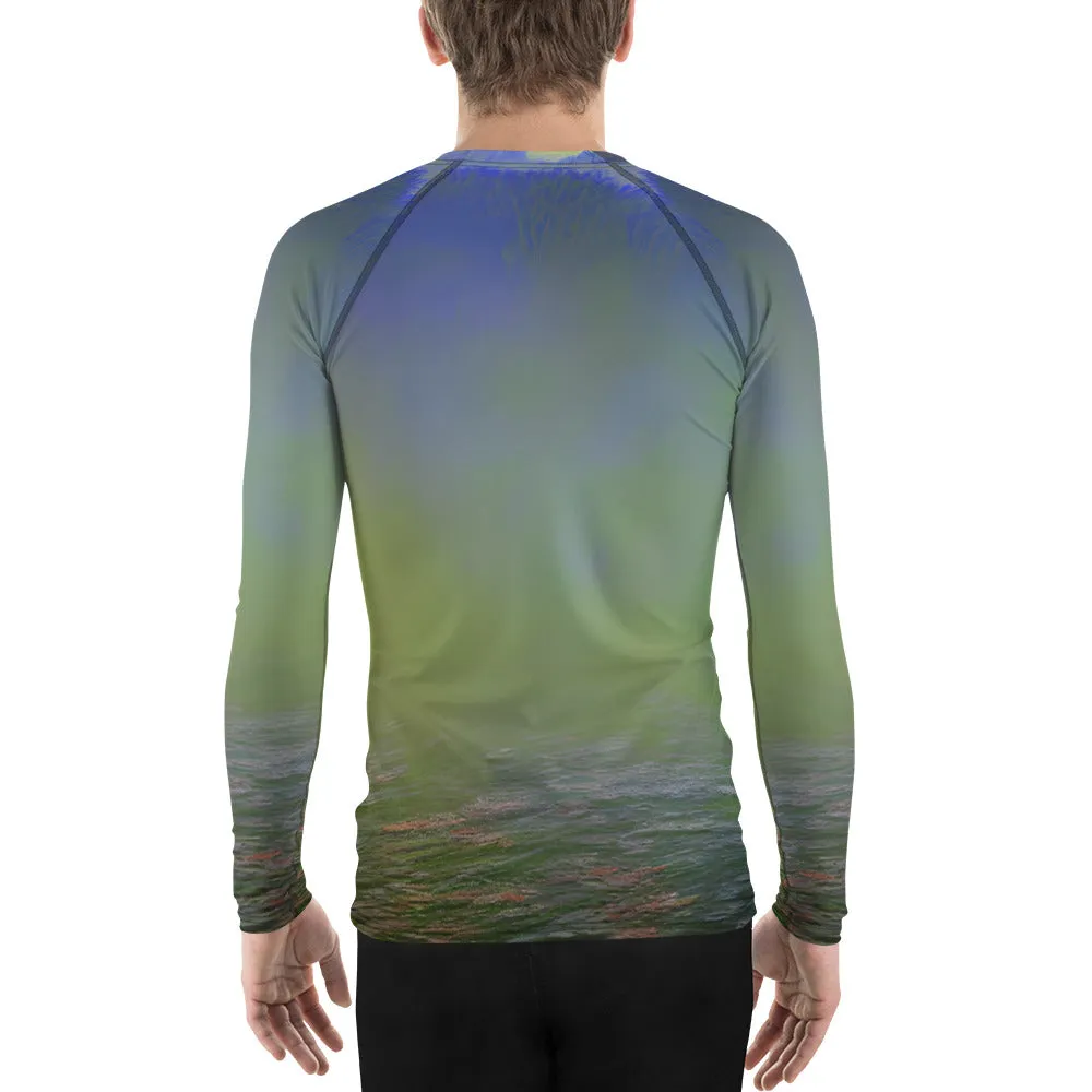 Vibrant Green Abstract Men's Rash Guard - Perfect Gift for Him