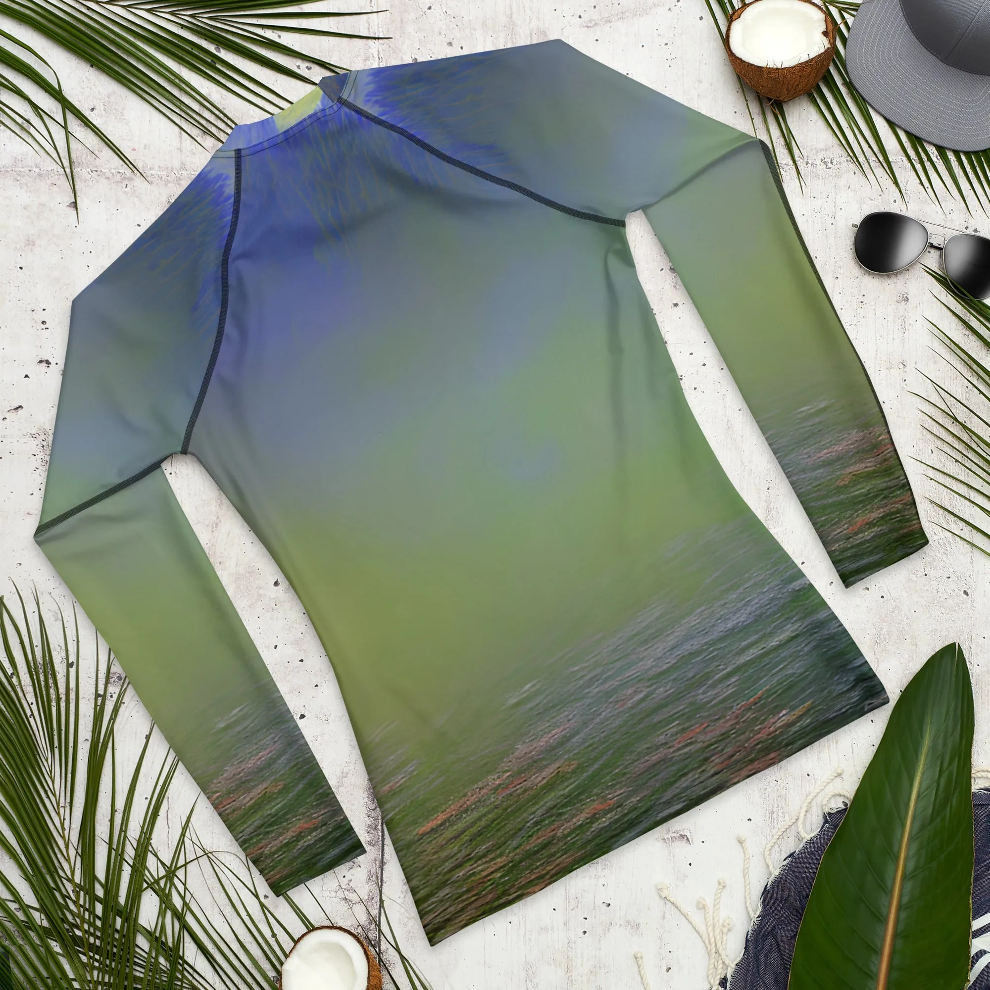 Vibrant Green Abstract Men's Rash Guard - Perfect Gift for Him