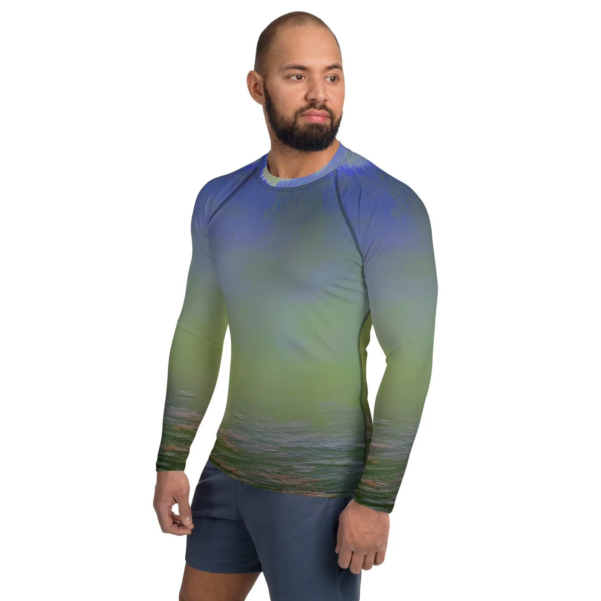 Vibrant Green Abstract Men's Rash Guard - Perfect Gift for Him