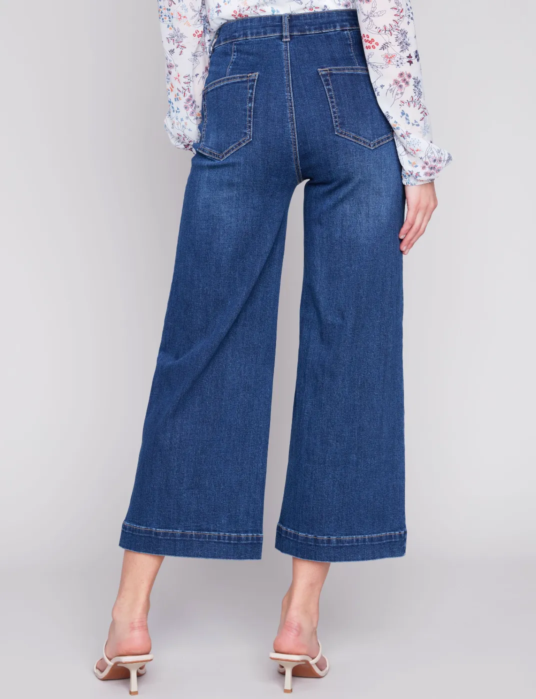 Wide Leg Crop Denim w/ Patch Pockets - Indigo (Only Size 12   14 Left)